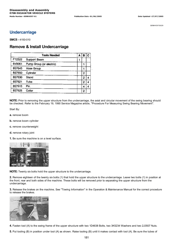 Caterpillar CAT E70B Track Excavator Service Repair Manual (6AK00001 and up)