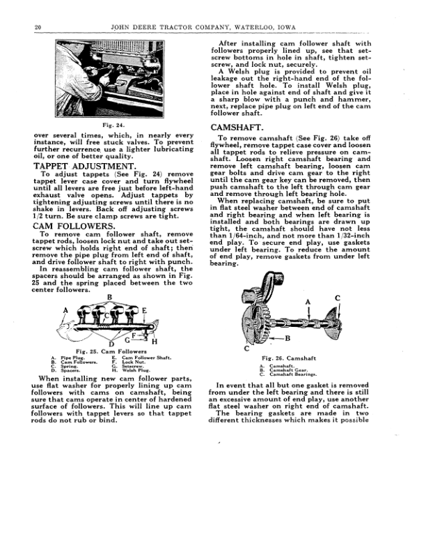 John Deere Models ‘D’, ‘DI’ Tractors (119100-143799) Operator’s Manual (DIR225) Workshop Guide