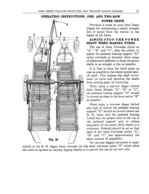 John Deere John DeereTractor Drive Potato Diggers (1-, 2-Rows) Operator’s Manual (DIR23C) Workshop Guide