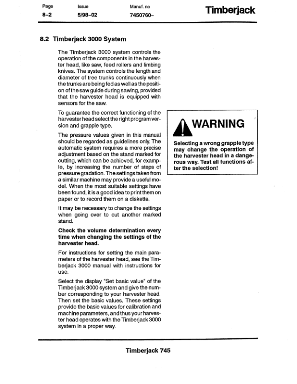 John Deere 745 Harvesting Heads Operator’s Manuals (F055920) Workshop Guide