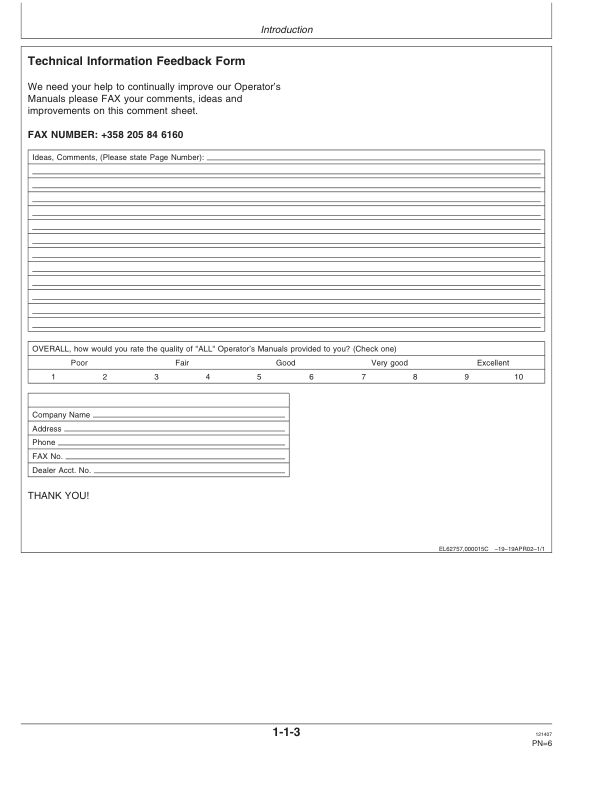 John Deere 1490D Forwarders Operator’s Manuals (F072628) Workshop Guide