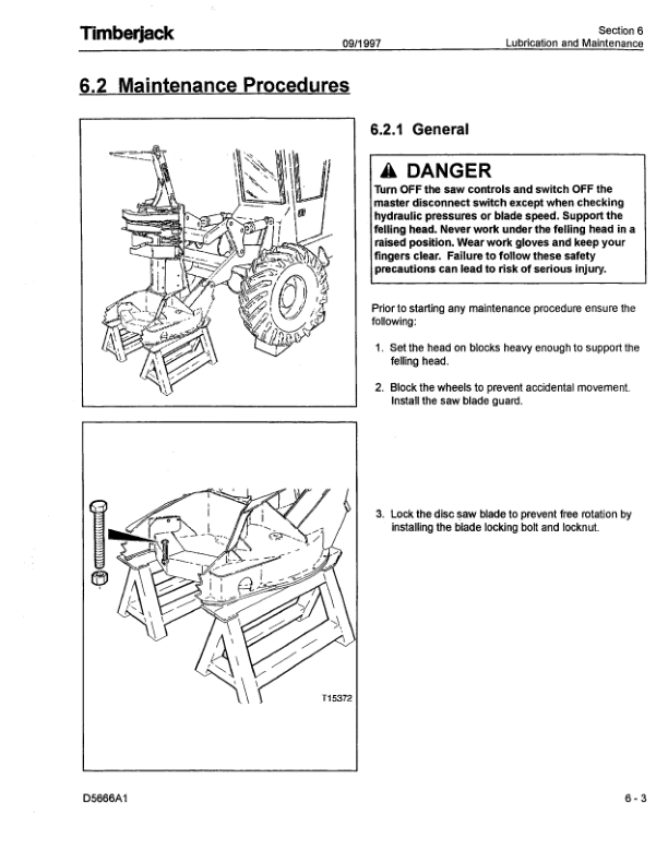 John Deere 20 INCH Dtt Disc Saw Felling Heads Operator’s Manuals (F288075) Workshop Guide