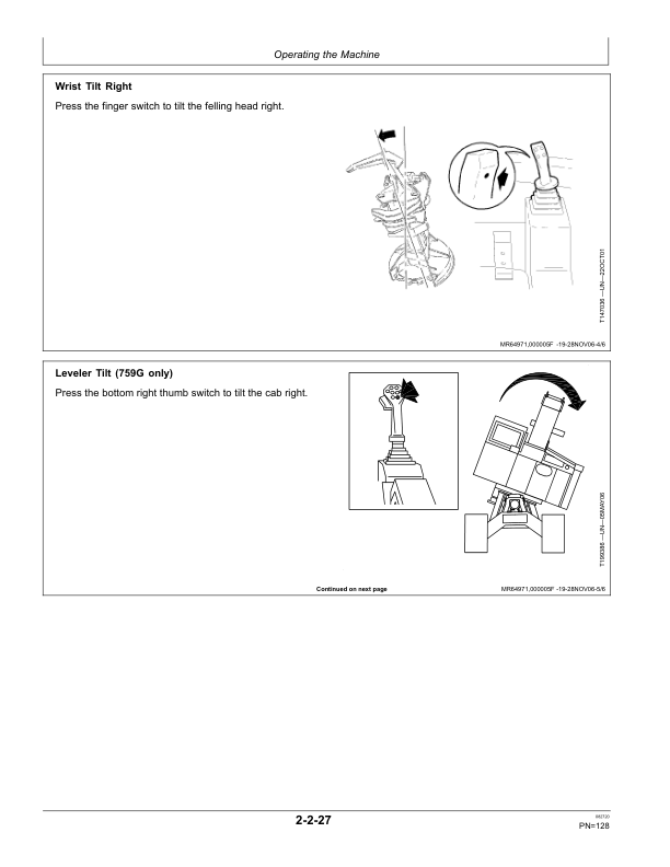 John Deere 703G, 753G, 759G Tracked Feller Bunchers Operator’s Manuals (F387428) Workshop Guide