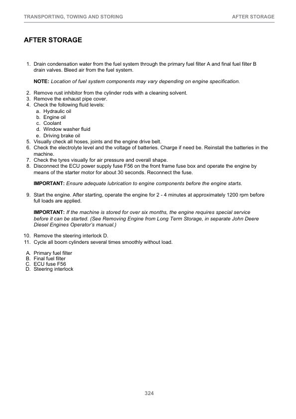John Deere 1210E IT4 FFC, 1510E IT4 FFC, 1110E IT4 FFC Forwarders Operator’s Manuals (F684166) Workshop Guide