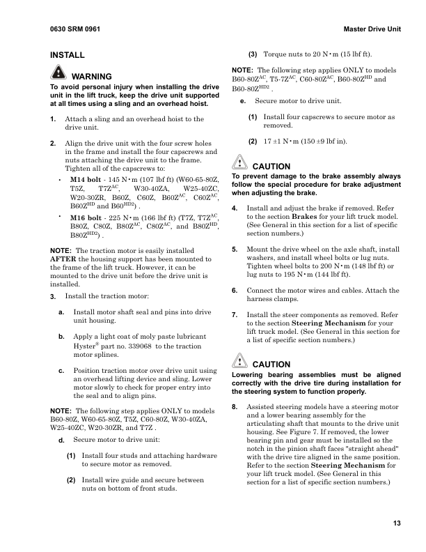 Hyster B60ZHD2, B80ZHD2 Pallet Truck C257 Series Repair Manual Workshop Guide