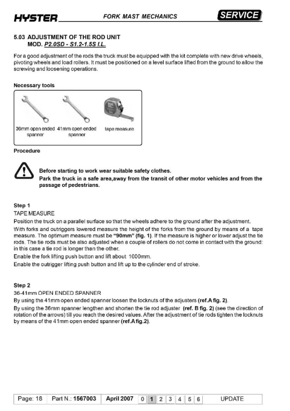 Hyster LO2.0, LO2.0L, LO2.0M Low Level Order Picker A939 Series Repair Manual Workshop Guide
