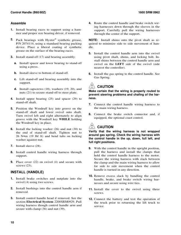 Hyster W25ZC, W30ZC, W40ZC Pallet Stackers C454 Series Repair Manual Workshop Guide
