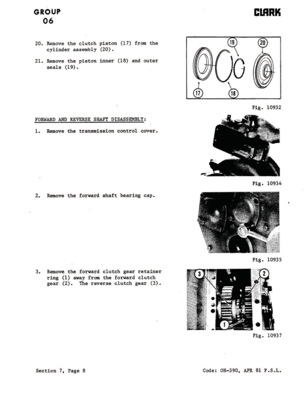 Clark IT50, IT60, IT70, IT80D Forklift Overhaul Manual Workshop Guide
