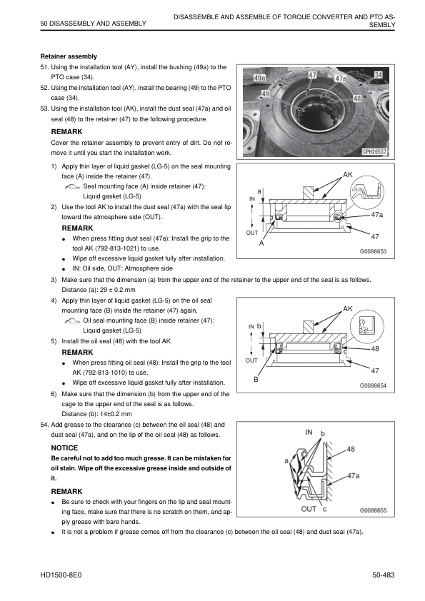 Komatsu HD1500-8E0 Dump Truck Service Repair Manual Workshop Guide