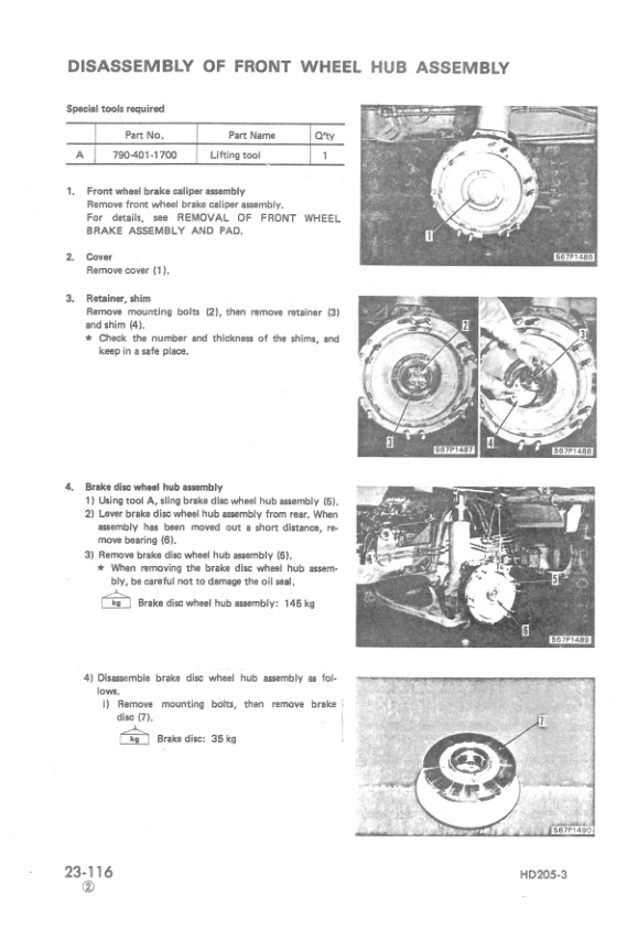 Komatsu HD205-3 Dump Truck Service Repair Manual Workshop Guide
