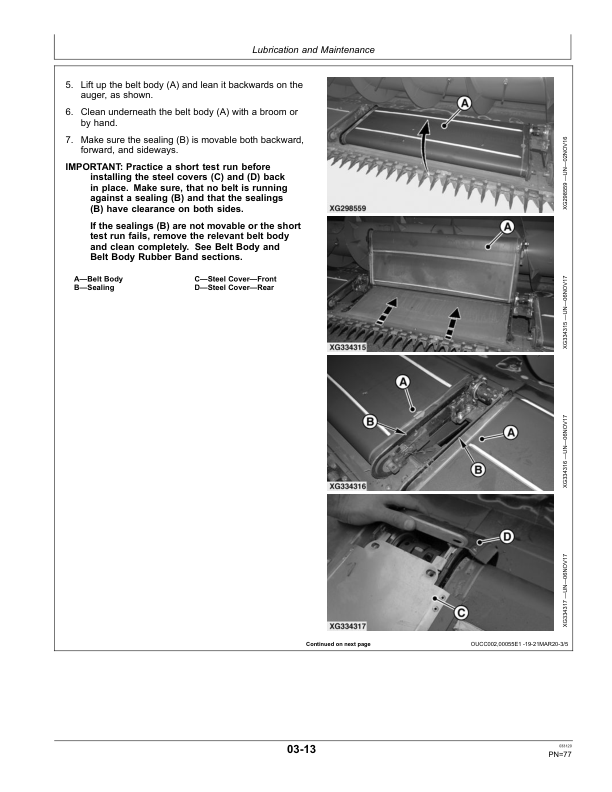 John Deere 722PF, 725PF, 730PF, 735PF, 740PF Cutting Platforms Operator’s Manual (OM5ZN54607) Workshop Guide