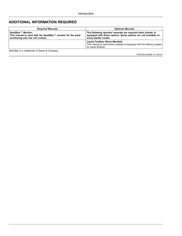 John Deere 1775NT MaxEmerge 5e (Non CCS) Planter (775101-790100) (North American) Operator’s Manual (OMA120567) Workshop Guide