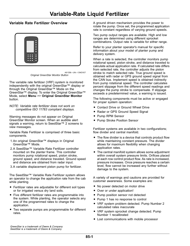 John Deere SeedStar 2, SeedStar XP Monitor for Planters (765101-) (North American) Operator’s Manual (OMA129951) Workshop Guide