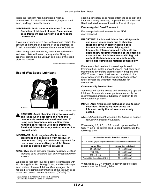 John Deere 1775NT CCS Planter with MaxEmerge 5 (794101-) (North American) Operator’s Manual (OMA133308) Workshop Guide
