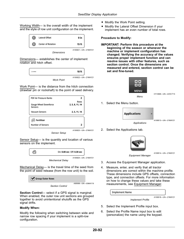 John Deere Planter SeedStar 4 Monitor (775101-) (Worldwide Edition) Operator’s Manual (OMA141578) Workshop Guide