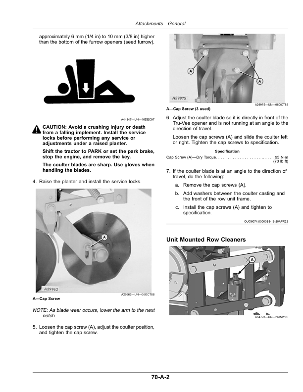 John Deere 1795 Planter with MaxEmerge 5 (810101-) (North American) Operator’s Manual (OMA142998) Workshop Guide