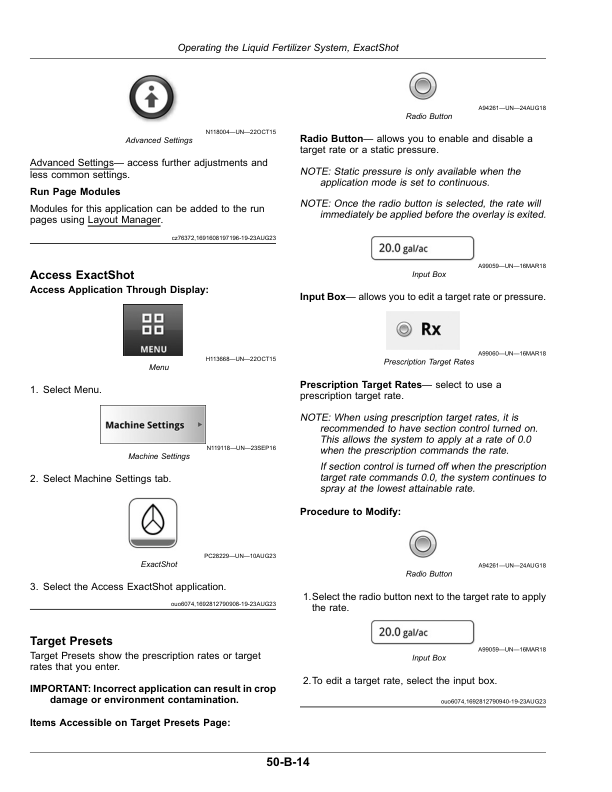 John Deere Precision Upgrades, Planters—ExactShot (Serial No. 810101 – 810999) (Worldwide Edition) Operator’s Manual (OMA144290) Workshop Guide