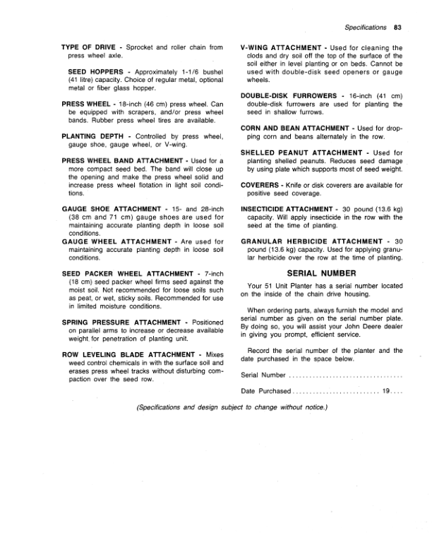 John Deere 51 Unit Planter Operator’s Manual (OMA28659) Workshop Guide