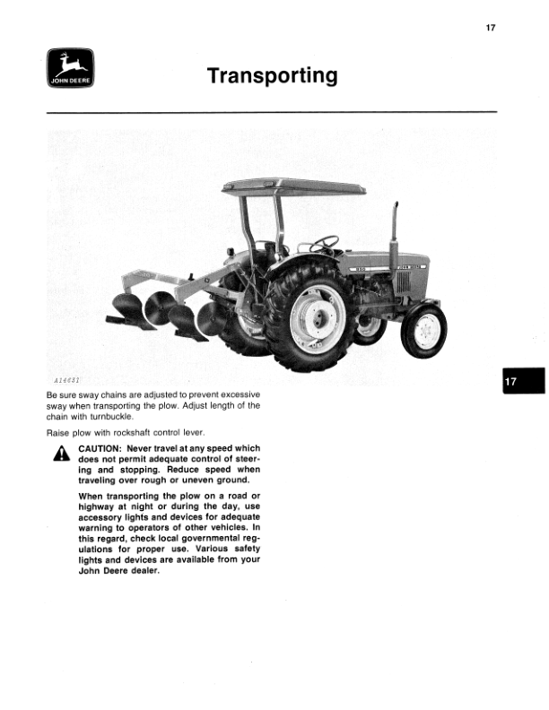 John Deere 30 Integral Plow Operator’s Manual (OMA41131) Workshop Guide
