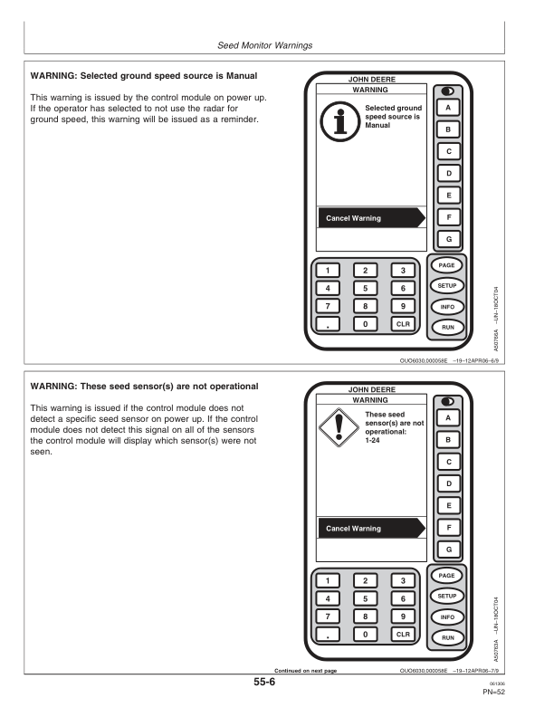 John Deere SeedStar 2 CCS Seed Meter Monitor North America (000000-730999) Operator’s Manual (OMA84143) Workshop Guide