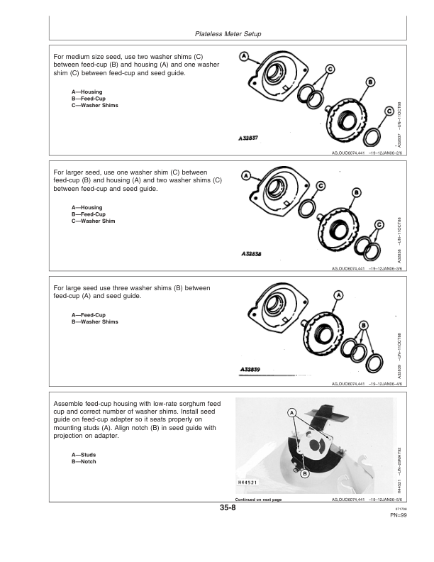 John Deere Components for DB44, DB58, DB60, DB66, DB80, DB88, & DB90 Deere/Bauer Planters Worldwide Edition (730101-735100) Operator’s Manual (OMA86807) Workshop Guide