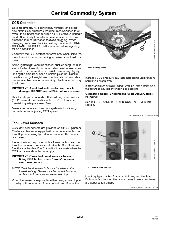 John Deere Components for Deere/Orthman Planters Worldwide Edition (745101-760100) Operator’s Manual (OMA91283) Workshop Guide