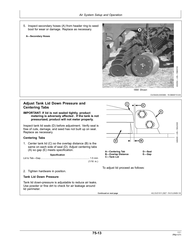 John Deere 1910 Commodity Air Cart (Ground Driven) Australian & American Edition (745101-755100) Operator’s Manual (OMA91764) Workshop Guide