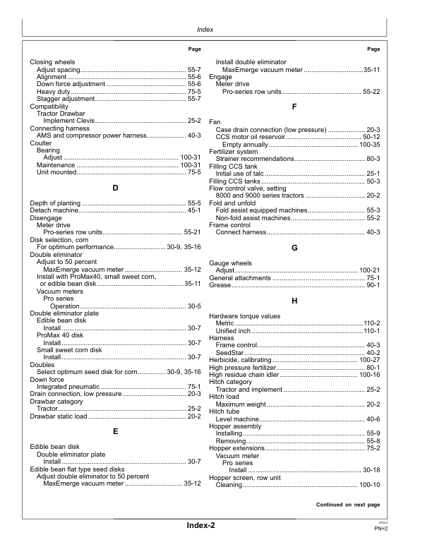 John Deere Components Standard Units for DB44, DB60, DB66, DB80, DB88, DB90, & DB120 Deere/Bauer Planters Worldwide Edition (750101-755100) Operator’s Manual (OMA93546) Workshop Guide