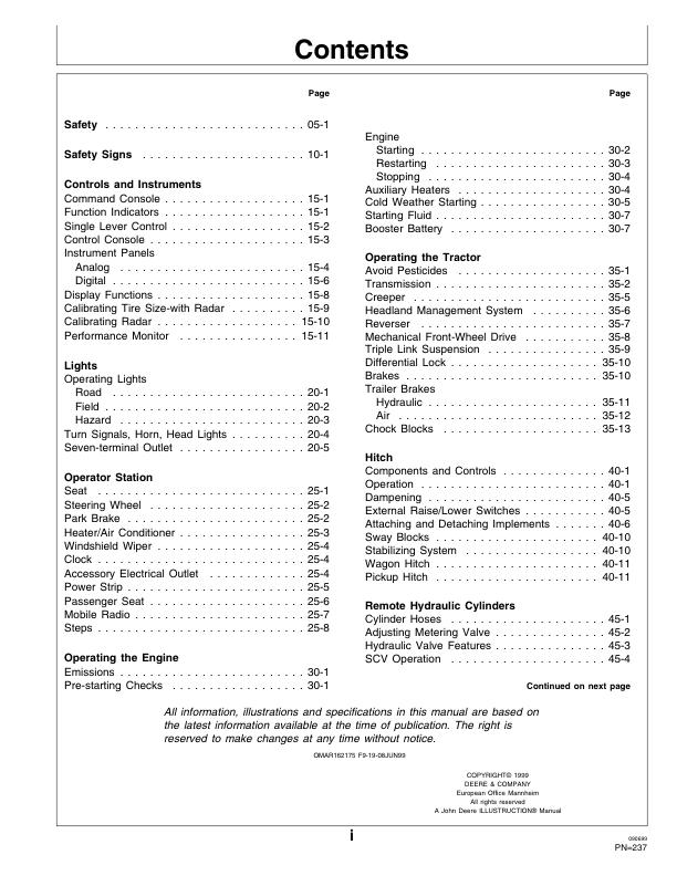 John Deere 7610, 7710, 7810 Tractors Operator’s Manual (OMAR162175) Workshop Guide