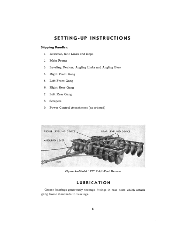John Deere KB, KC Tractor Disk Harrows Operator’s Manual (OMB81047) Workshop Guide