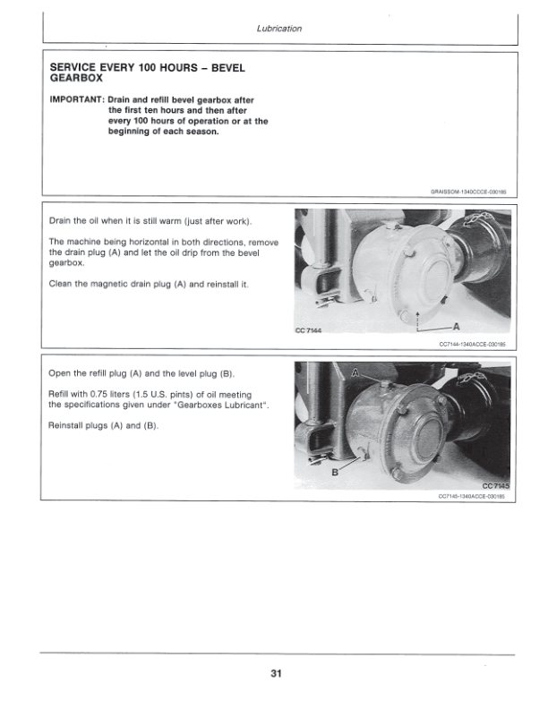 John Deere Impeller Mower-Conditioners 1340 Operator’s Manual (OMCC23848) Workshop Guide