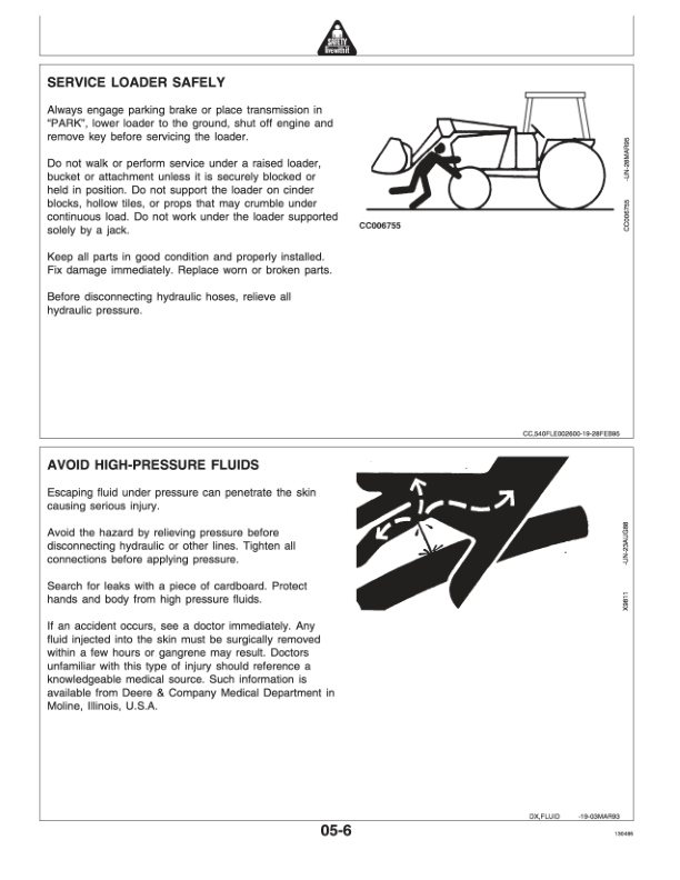 John Deere 540A, 640A, 740A Loaders Operator’s Manual (OMCC42119) Workshop Guide