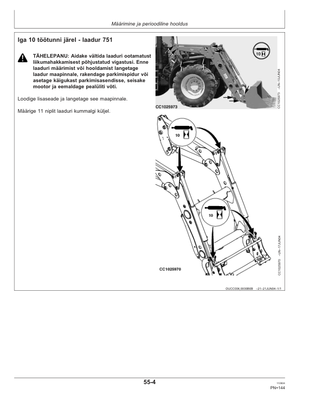 John Deere 531, 551, 631, 651, 661, 731, 751, 746 Loaders Operator’s Manual (OMCC58302) Workshop Guide