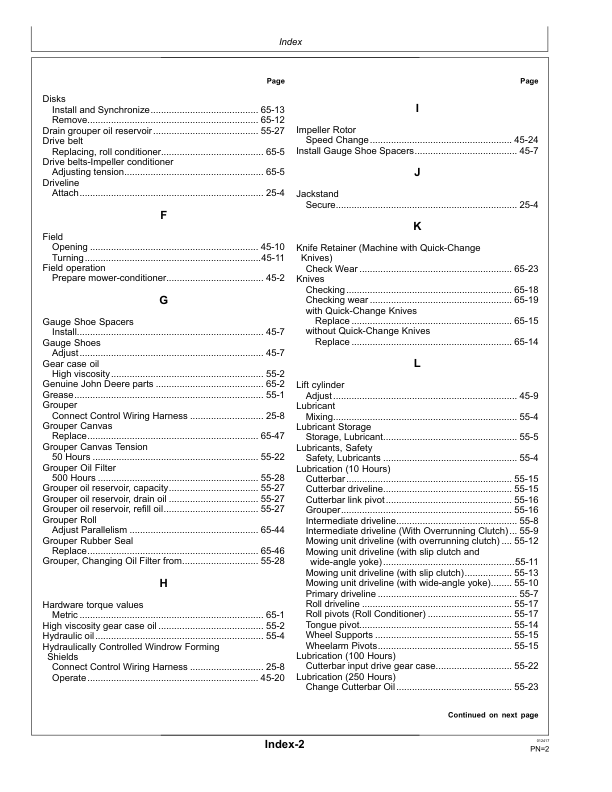 John Deere 630 & 635 Mower-Conditioners Operator’s Manual (OMCC60083) Workshop Guide