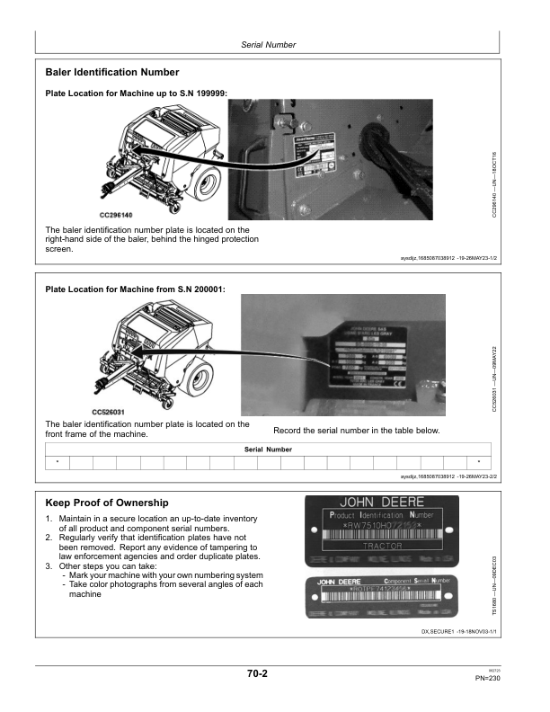 John Deere F441M, F441R Round Balers (European Edition) Operator’s Manual (OMCC61690) Workshop Guide