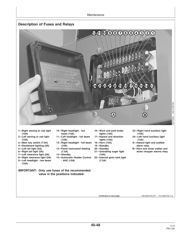 John Deere 1165, 1175 Combine Operator’s Manual (OMCQ34801) Workshop Guide