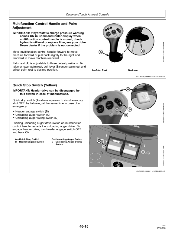 John Deere 9670 STS & 9770 STS Combines Manufactured in Horizontina Operator’s Manual (OMCQ74935) Workshop Guide