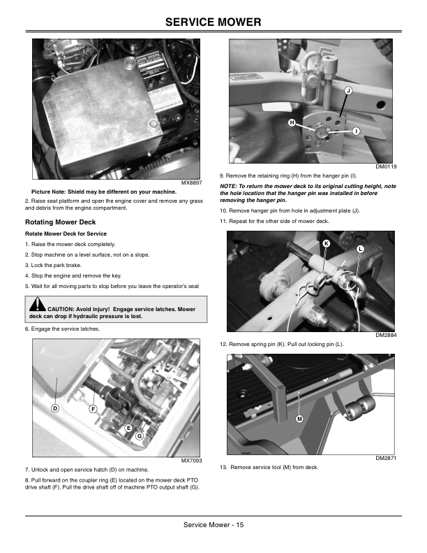 John Deere 72 Inch Rear Discharge Mower, 1400/1500 Series (North America) (215434-) Operator’s Manual (OMDMU212207E) Workshop Guide