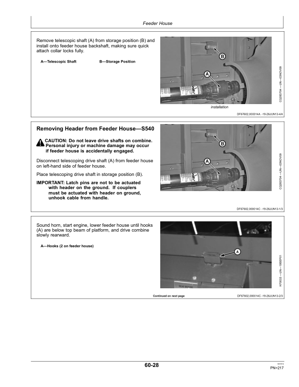 John Deere S540, S550 Combines Argentinas Operator’s Manual (OMDQ101265) Workshop Guide