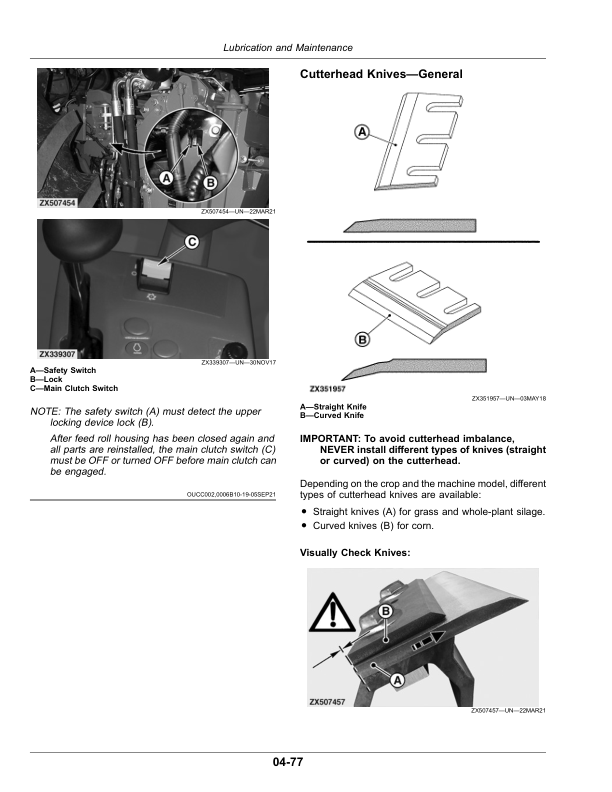 John Deere 9500, 9600, 9700 Self-Propelled Forage Harvesters (623000-) (European Edition) Operator’s Manual (OMDXE10766) Workshop Guide