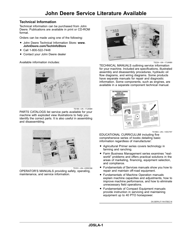 John Deere 722X, 725X, 730X, 735X, 740X Cutting Platforms (068000-) (Worldwide Edition) Operator’s Manual (OMDXE12294) Workshop Guide