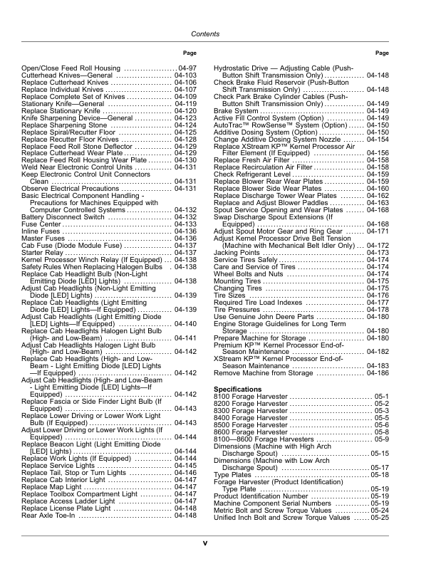 John Deere 8100—8600 Self-Propelled Forage Harvesters (623000-) (North American) Operator’s Manual (OMDXE12632) Workshop Guide