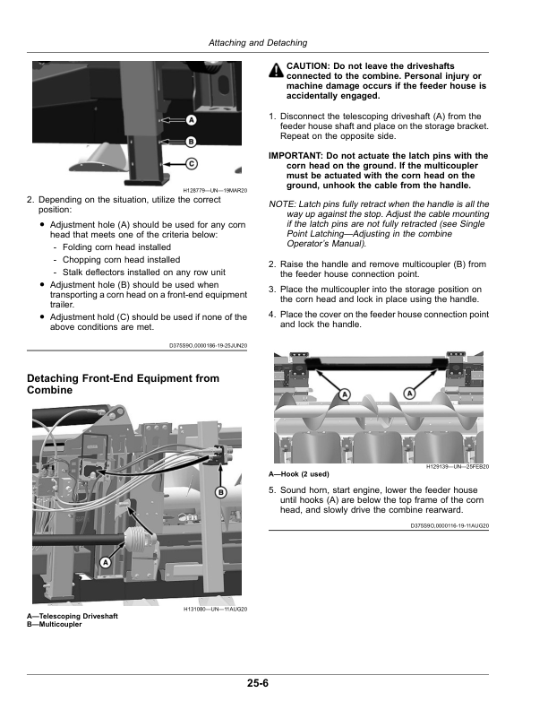 John Deere C6R, C8R, C12R, C16R, C18R Rigid Corn Heads (Export Edition) (830001-) Operator’s Manual (OMDXE13138) Workshop Guide