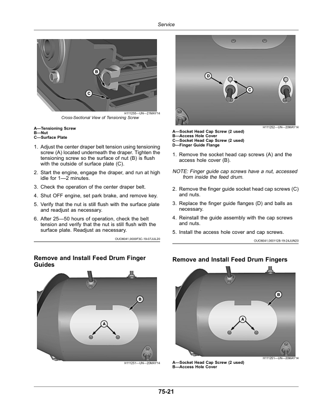 John Deere RDF 30, RDF 35, RDF 40, RDF 45 Flexible Drapers (835001-) (Export Edition) Operator’s Manual (OMDXE14075) Workshop Guide