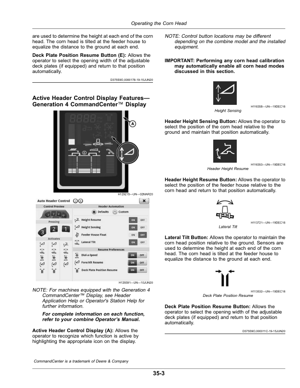 John Deere CR 6, CR 8, CR 12, CR 16, CR 18 Rigid Corn Heads (Export Edition) Operator’s Manual (OMDXE14600) Workshop Guide