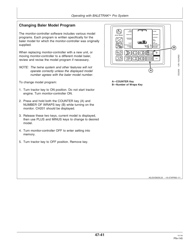 John Deere 458, 458 Silage Special & 558 Round Balers(Regular & Megawide Pickup Plus)(000001-340000) Operator’s Manual (OME131077) Workshop Guide