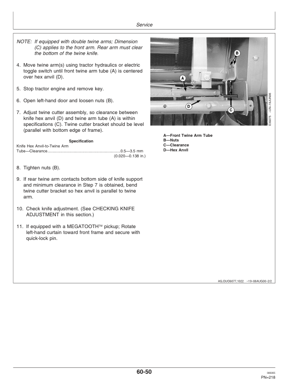 John Deere 447, 547 Round Balers (320001-) Operator’s Manual (OME131354) Workshop Guide