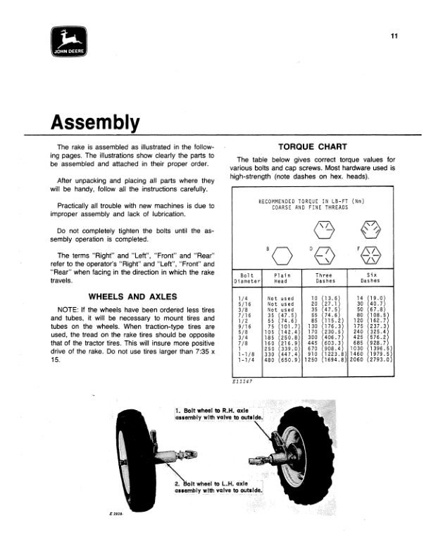 John Deere 640 Side-Delivery Rake Operator’s Manual (OME36545) Workshop Guide