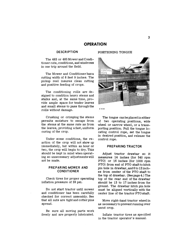 John Deere 483, 485 Mower & Conditioner Operator’s Manual (OME44809) Workshop Guide