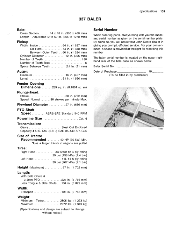 John Deere 327, 337 Series Baler Operator’s Manual (OME69899) Workshop Guide